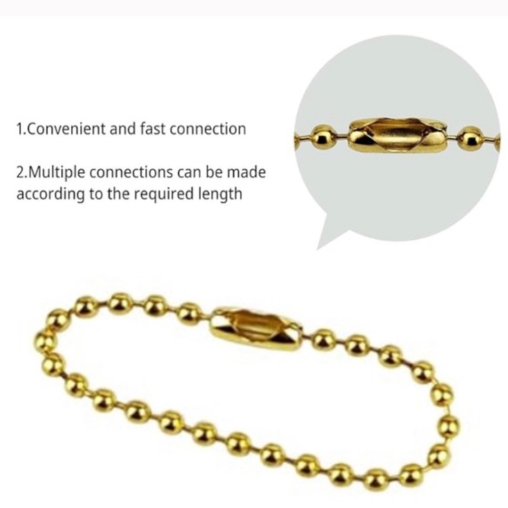 Lot of 10 4-inch Gold Tone Metal Ball Beads Chain with Connectors
